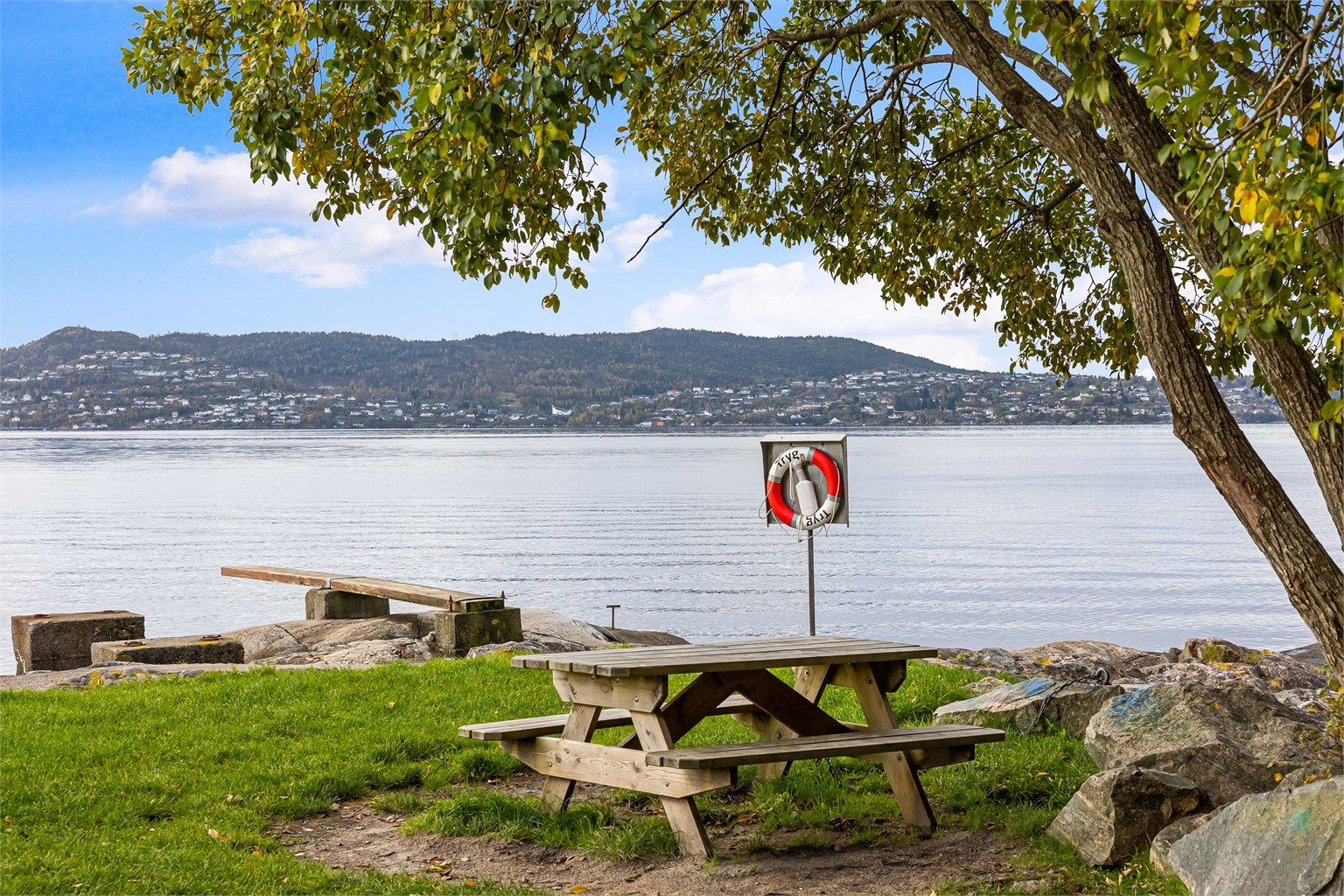 Flott friluftsområde og badeplass på Grønnskjæret på Tertnes.