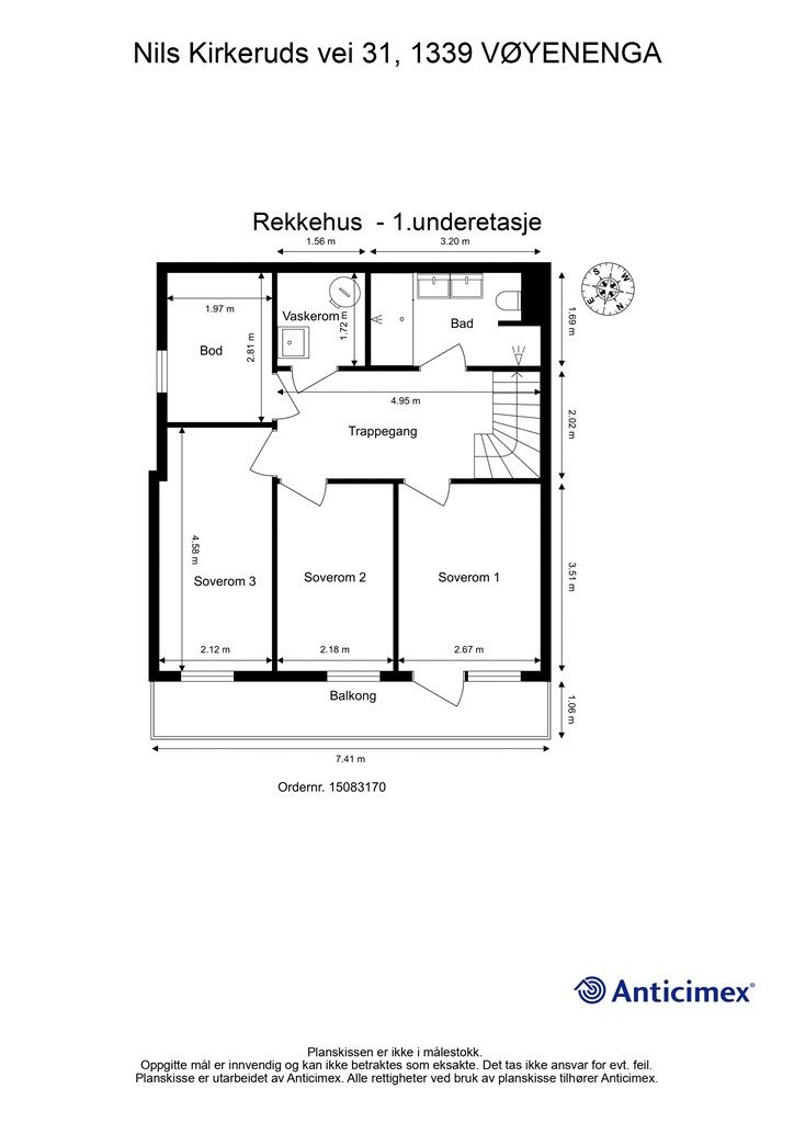 Underetasjen er en privat sone med tre soverom, bad, separat vaskerom og bod.