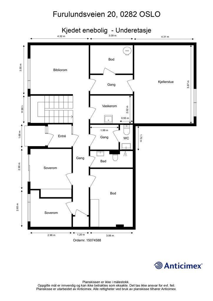 Plantegning underetasje.