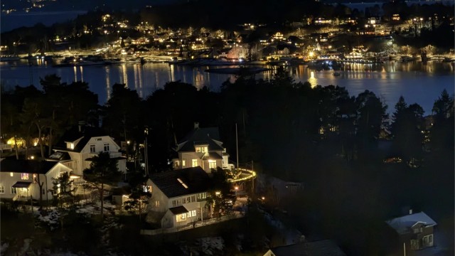 Utsiktsbilde på kveld, tatt av selger