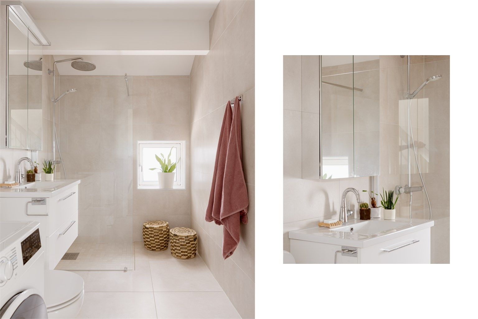  Innredningen består av servant med underskap med speilskap med lys over servanten. Badet har mekanisk avtrekk som sikrer god ventilasjon. 