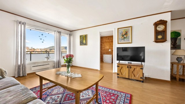 Vinduene i stuen som slipper inn rikelig med dagslys.