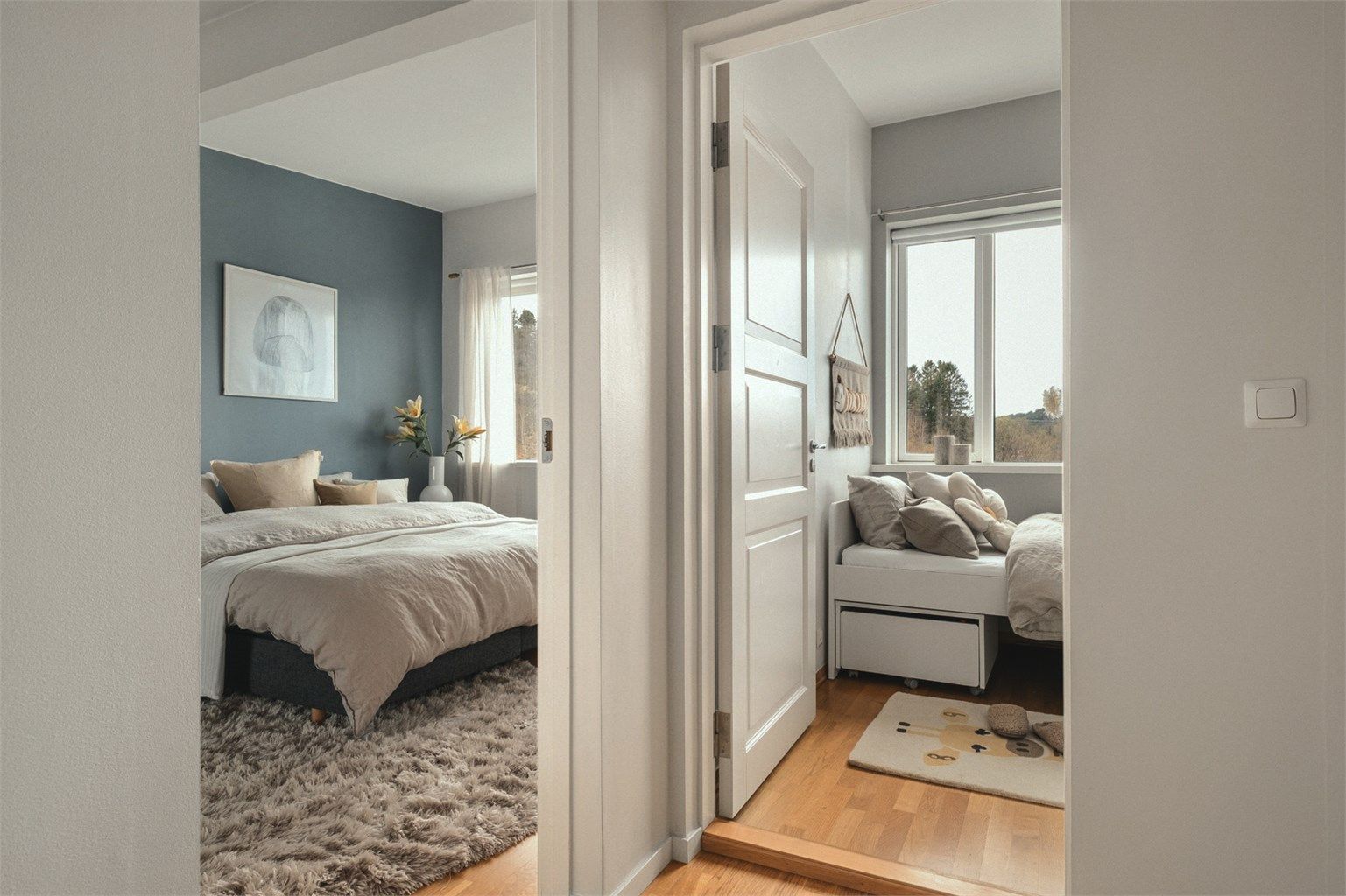 Alle soverommene er samlet på samme plan