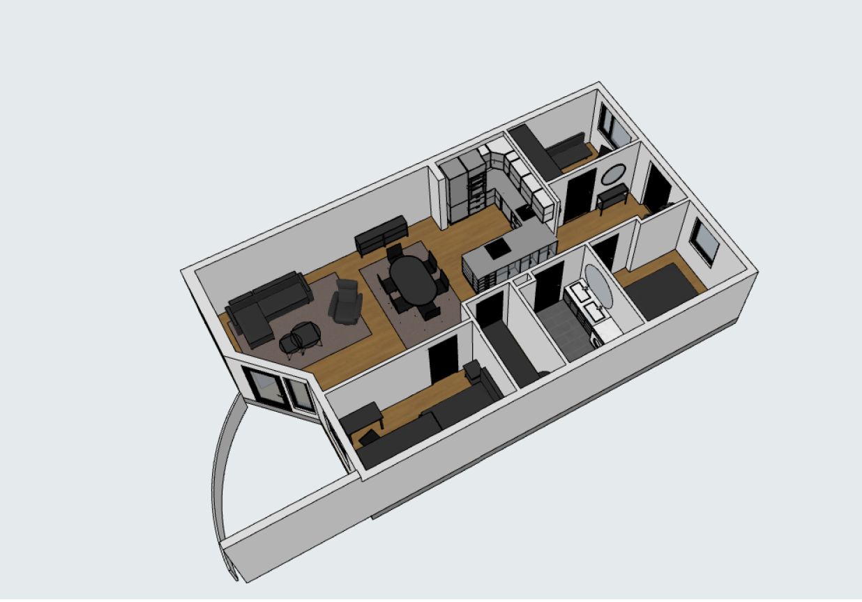 Plantegning 3D - 3. etasje
