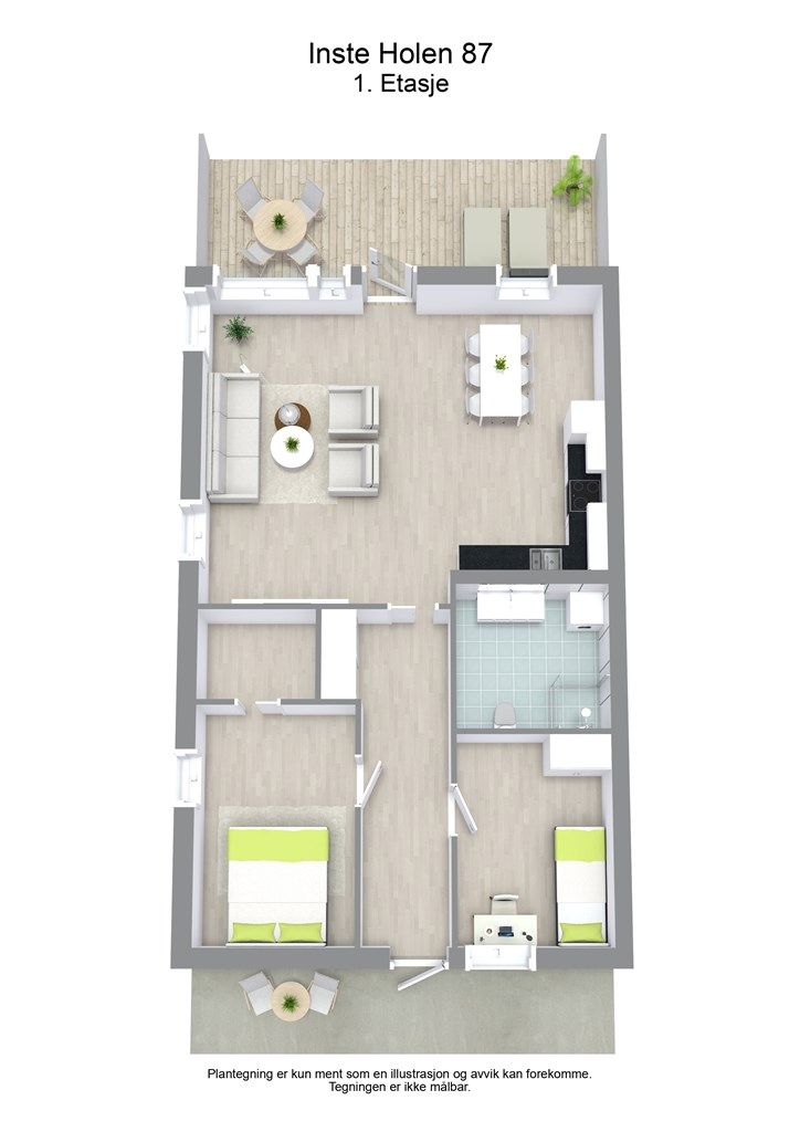 3 D plantegning 1. etasje