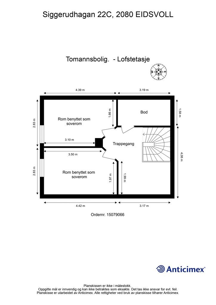 Plantegning Lofstetasje.