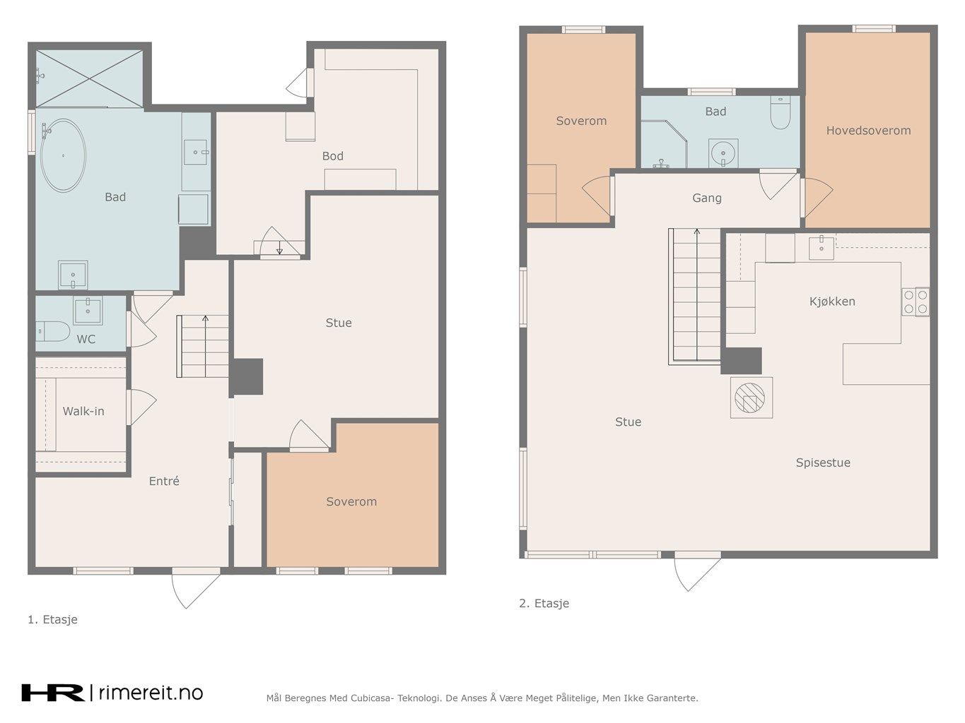 Plantegning begge etasjene