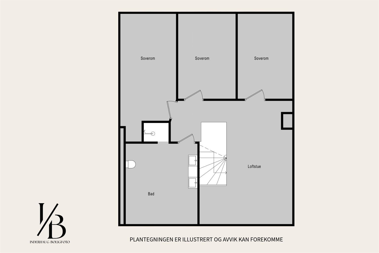 Plantegning av 3.etasje. Det finnes ferdigattest av påbygget fasade fra 1994.