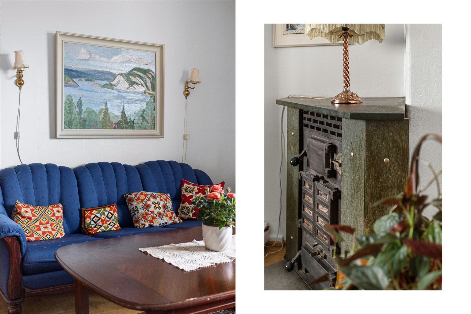 Klassisk vedkamin gir godt med varme på kalde dager. 