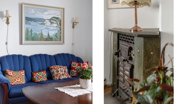 Klassisk vedkamin gir godt med varme på kalde dager.