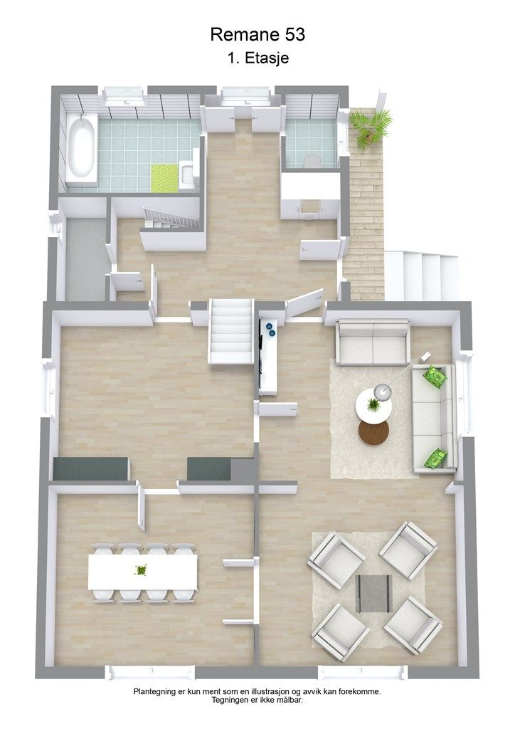3 D plantegning 1. etasje