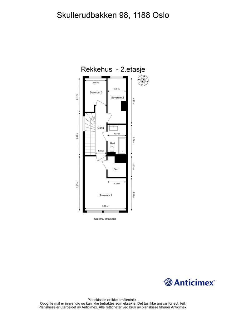 Plantegning - Rekkehus - 2. etasje.
