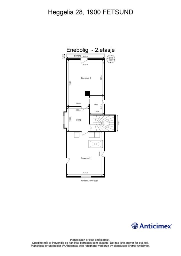 Opp i boligens øverste etasje. Her er plantegningen! 