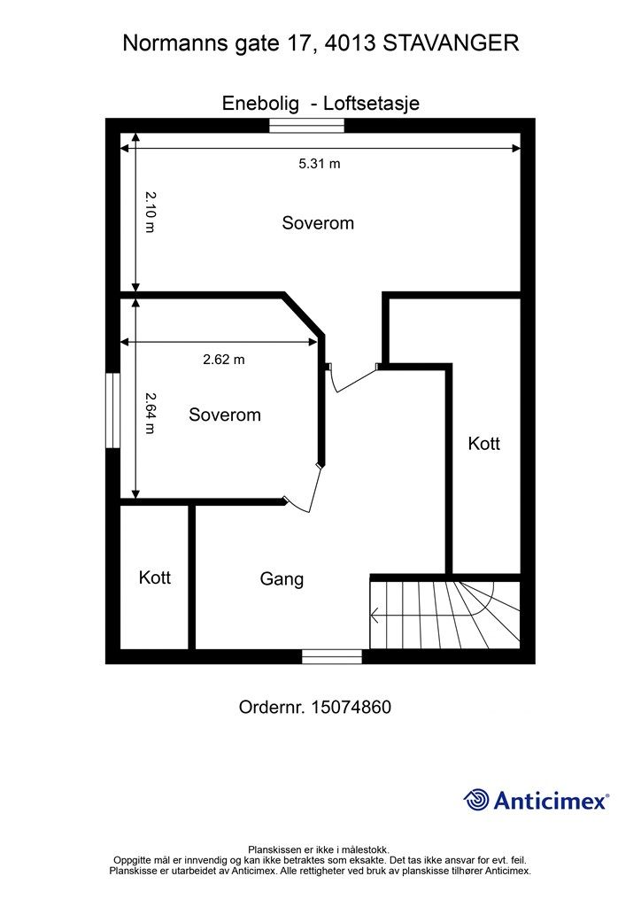 Plantegning - Loftsetasje.