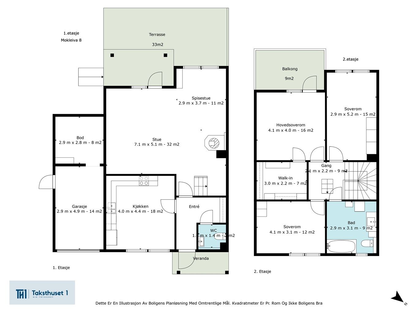 Plantegning 1- og 2-etasje 