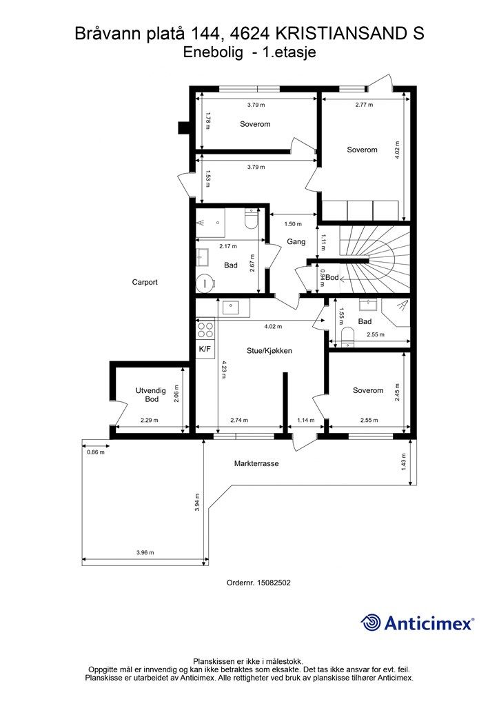 1.Etasje - 2D plantegning med mål