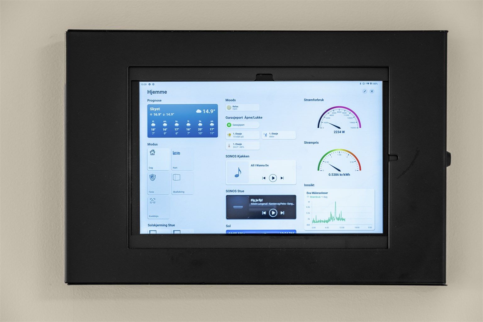 Smarthusstyring i boligen som medfølger