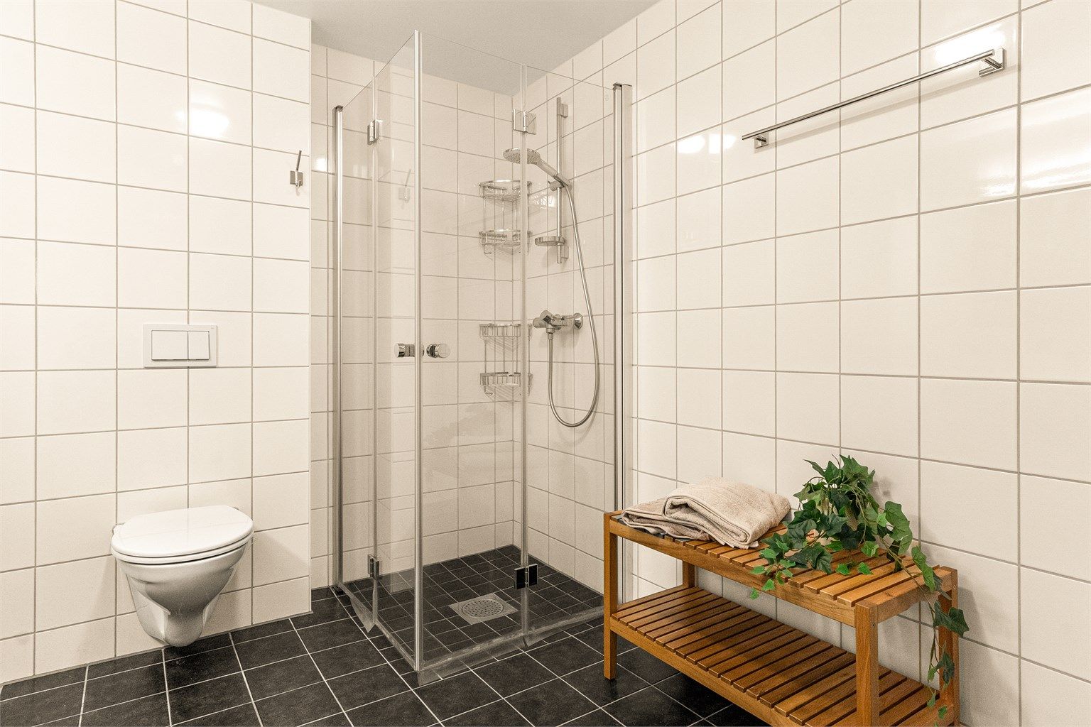 Badet er av god størrelse.