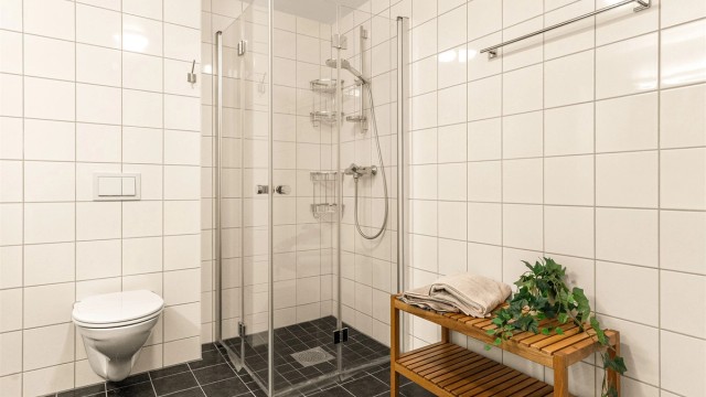 Badet er av god størrelse.