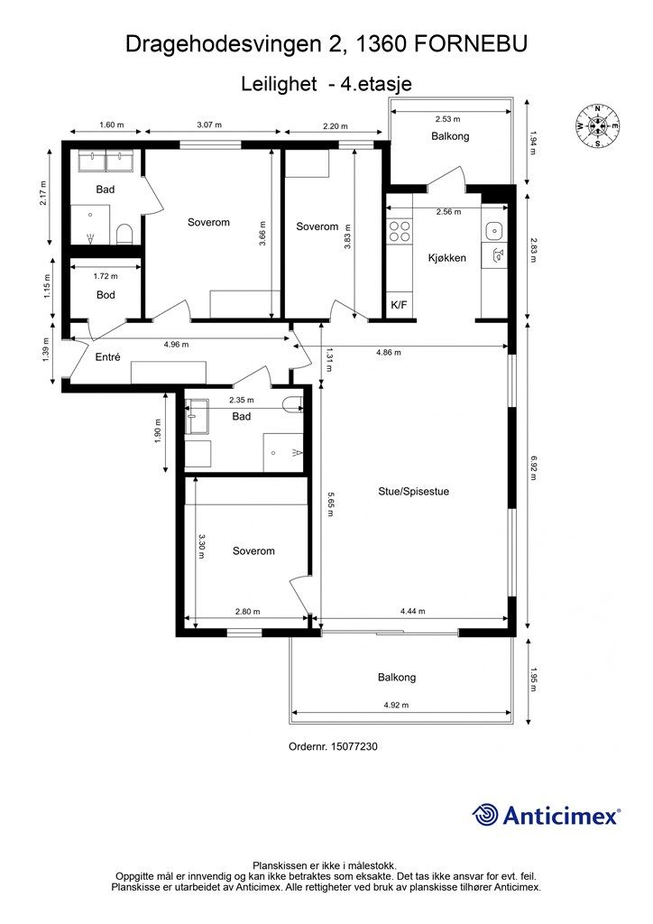 Plantegning toppetasje (4 etg.)