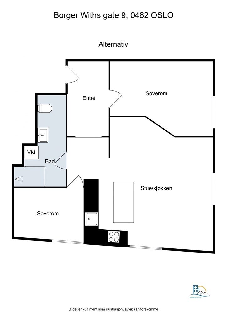 Alternativ plantegning - endringen krever godkjenning fra styret og plan og bygg. 