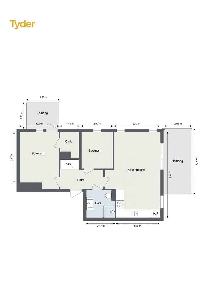 Leiligheten ligger i 3. etasje med heisadkomst 