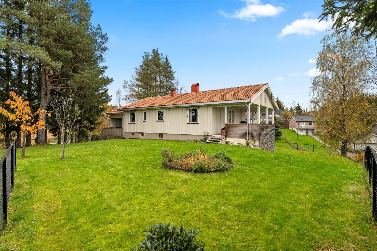 Stor hage med plass til mange aktiviteter.