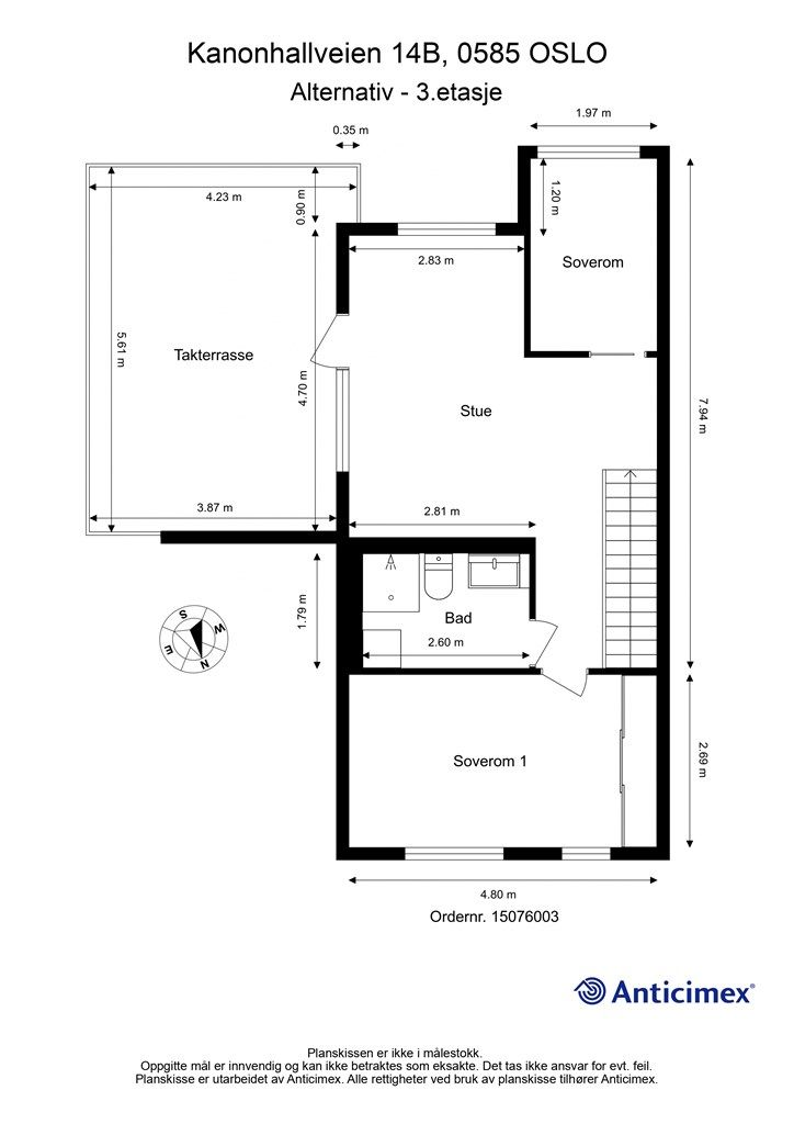 Plan 2 - 4. etasje - Målsatt alternativ plantegning