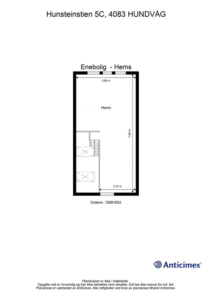 Plantegning - hems/loft 