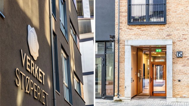 Hovedinngangen har calling-anlegg som betjenes fra leilighetens entré. Heis i bygget gir enkel adkomst.