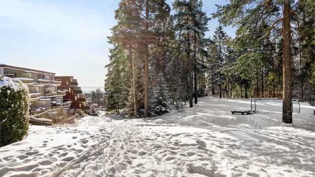 Boligen ligger i et rolig og etablert boligområde med umiddelbar nærhet til naturen.