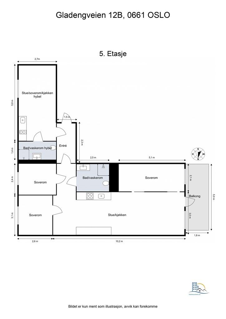 Plantegning av Gladengveien 12B