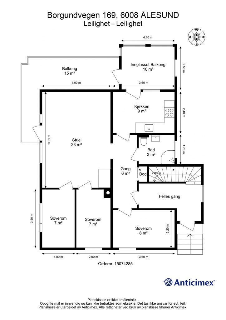 Målsatt plantegning. 