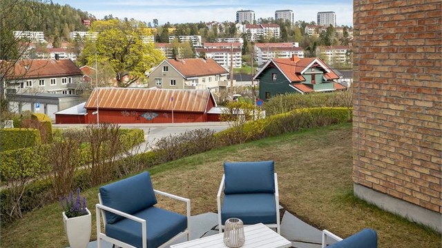 Uteplassen, og boligen som sådan har en særdeles fin intern beliggenhet så og si fritt for innsyn
