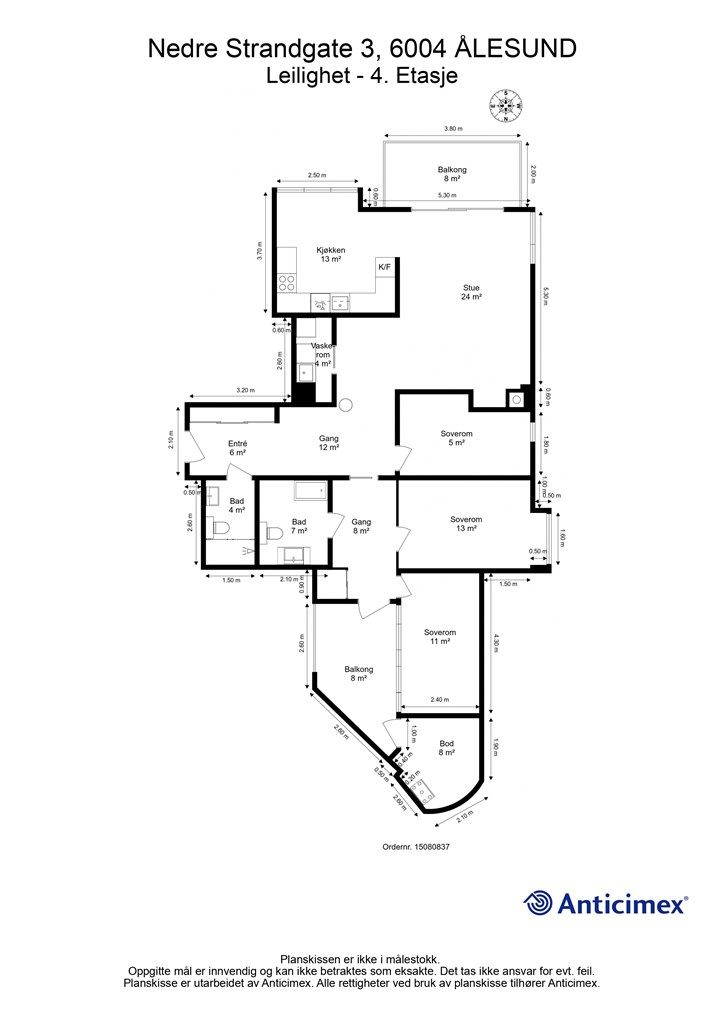 Målsatt plantegning  