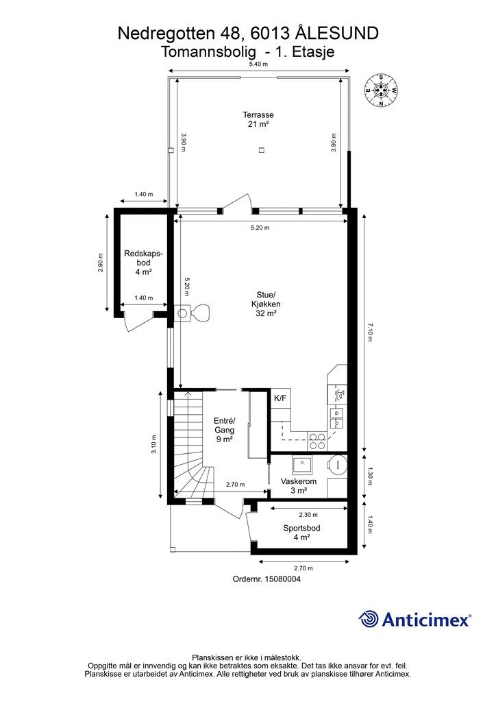Målsatt planløsning 1. etasje.