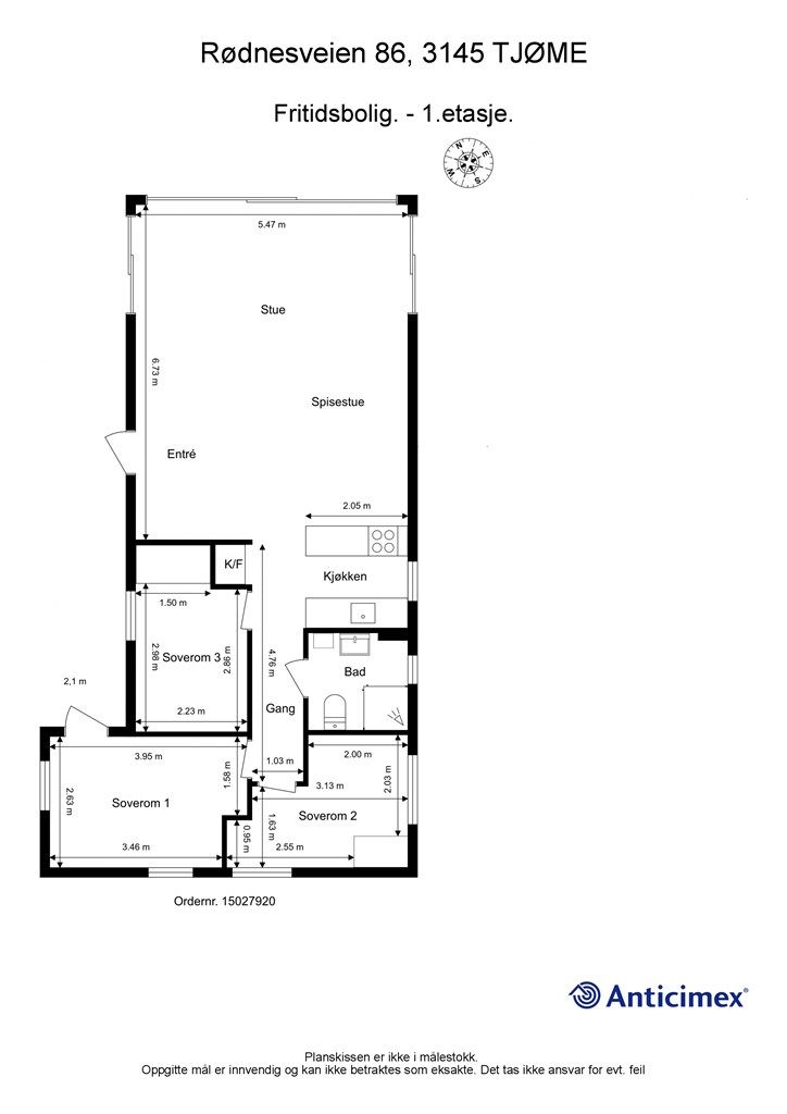 Plantegning- Rødnesveien 86, 3145 TJØME