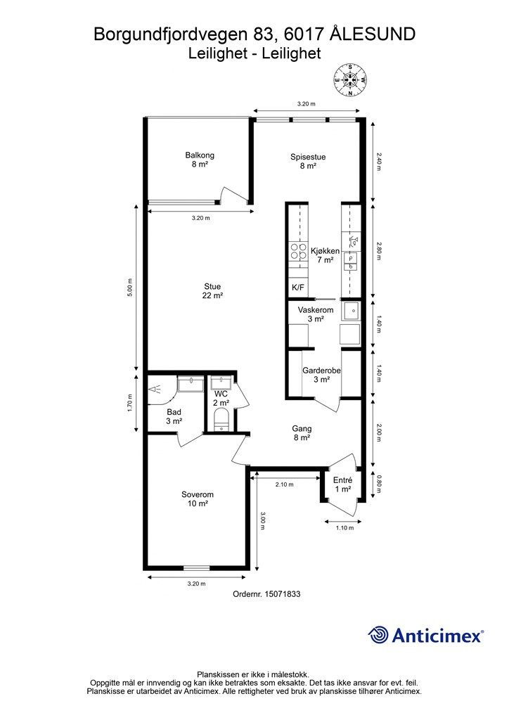 Oppmålt plantegning. 