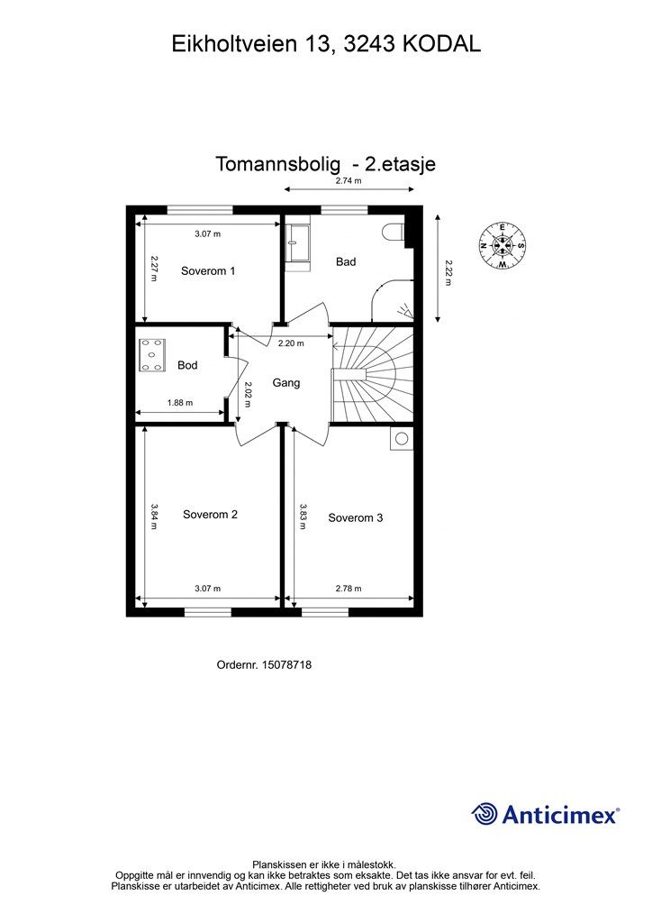 Plantegning Tomannsbolig - 2.etasje.
