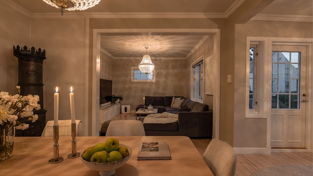 Den inntrukne stuen fungerer godt som sofa-/TV-krok.