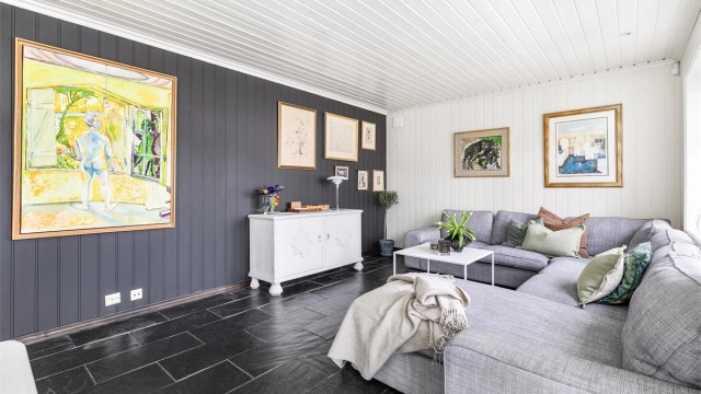 I denne delen av stuen er det mulig å skille ut et ekstra soverom, i tråd med godkjente bygningstegninger.