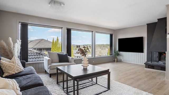 De store vindusflatene slipper inn rikelig med dagslys og gir en åpen utsikt.