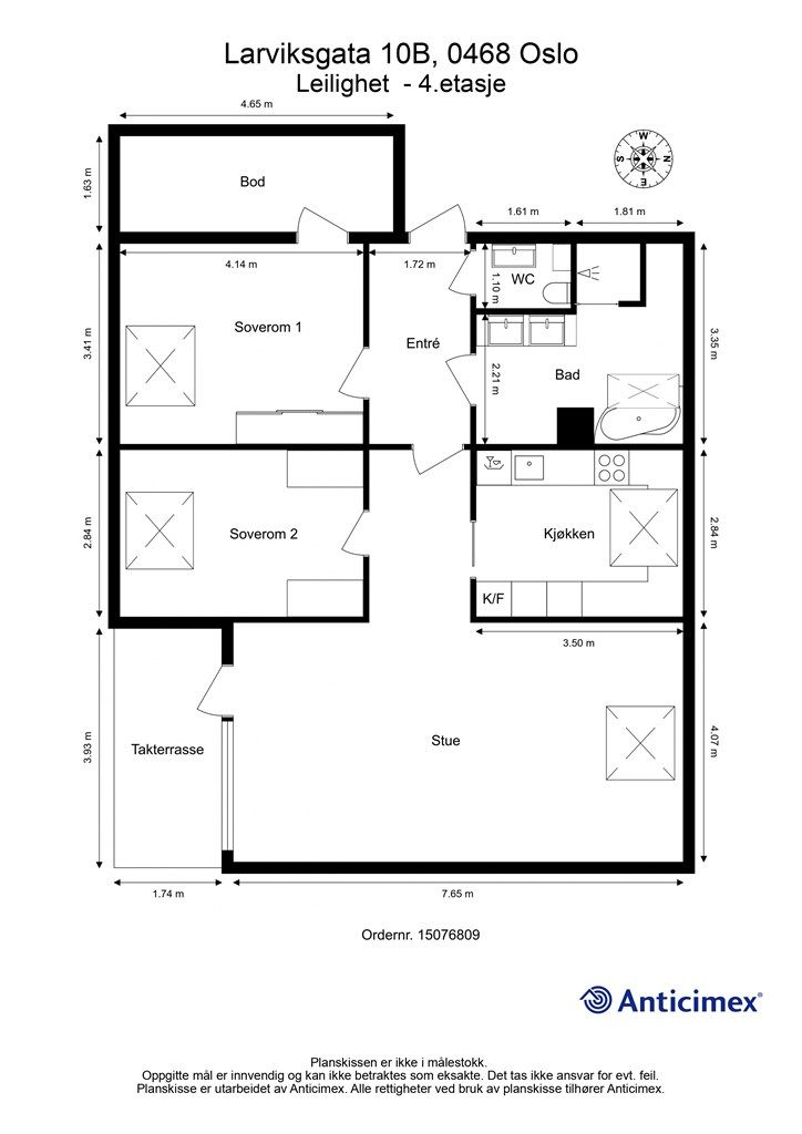 Målsatt plantegning.