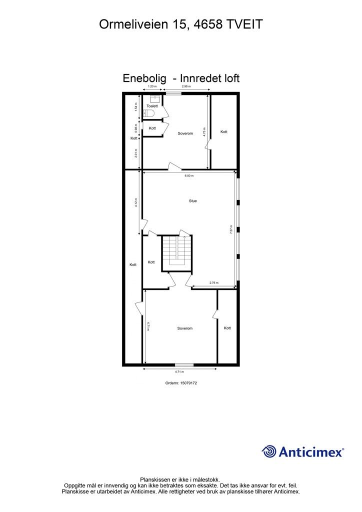 Plantegning - Innredet loft