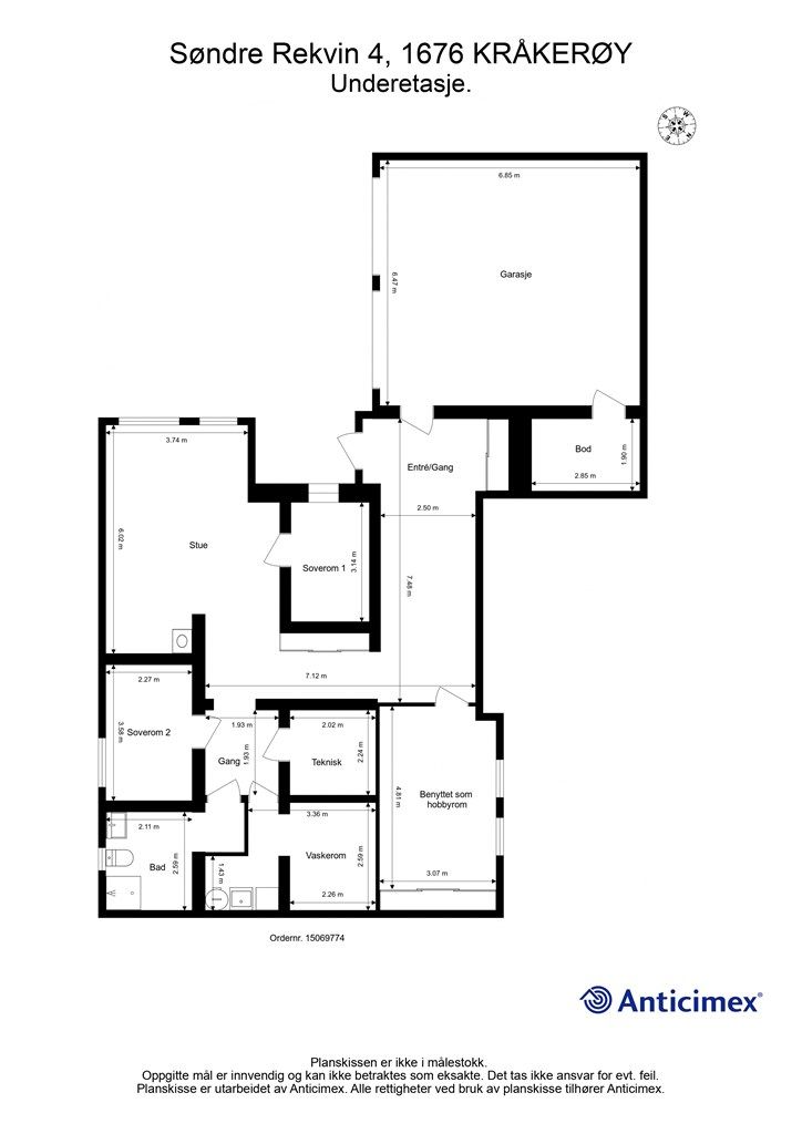 Veiledende skisse av underetasje.