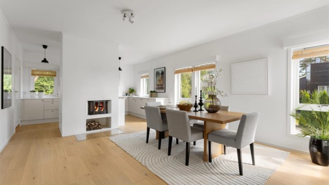 Peisen i stuen gir både varme og hygge