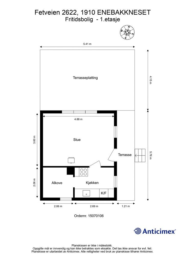 Plantegning fritidsbolig - 1.etasje