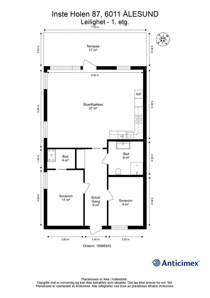 Målsatt plantegning 1. etasje