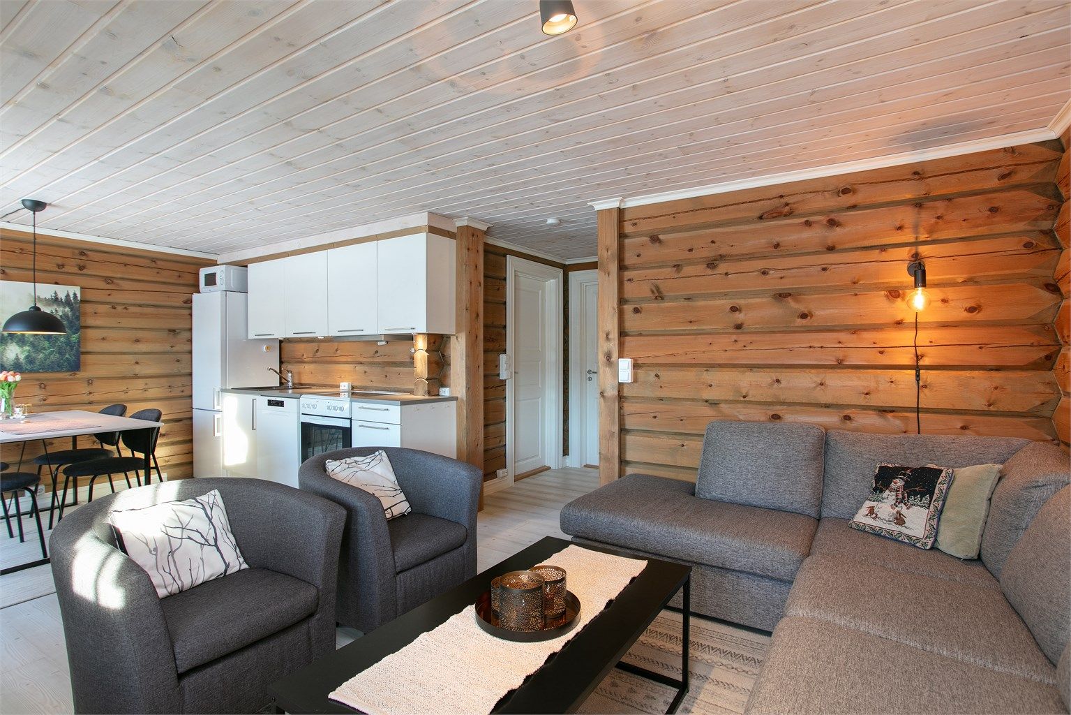 Stue og kjøkken i åpen løsning -  Foto: Jarle Osen