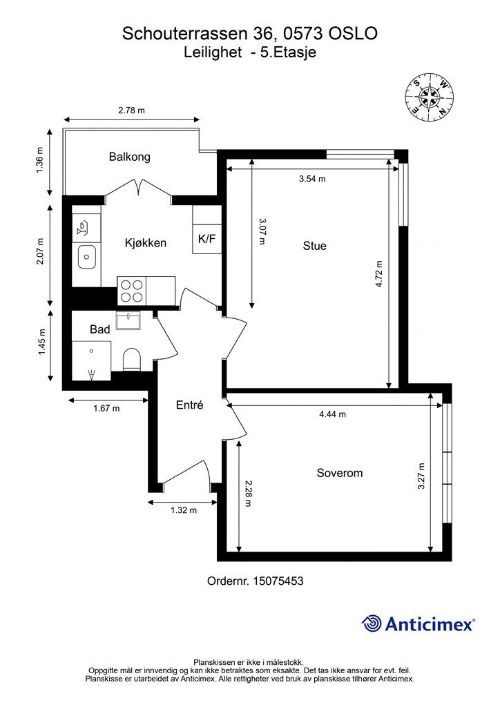 Målsatt plantegning
